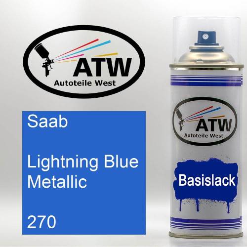 Saab, Lightning Blue Metallic, 270: 400ml Sprühdose, von ATW Autoteile West.